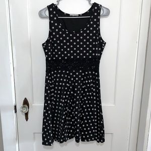 Polka Dot Little Black Dress w/Sheer Lace